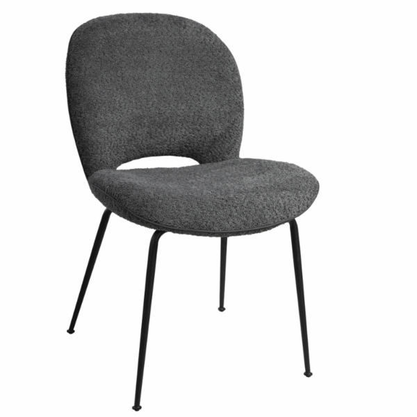 EASY - Chaise colorée en tissu bouclette et pied en métal laqué noir