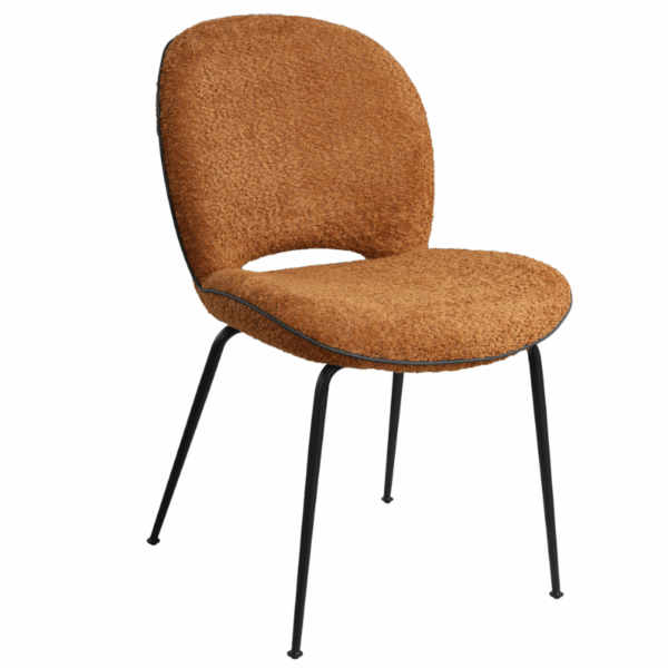 EASY - Chaise colorée en tissu bouclette et pied en métal laqué noir