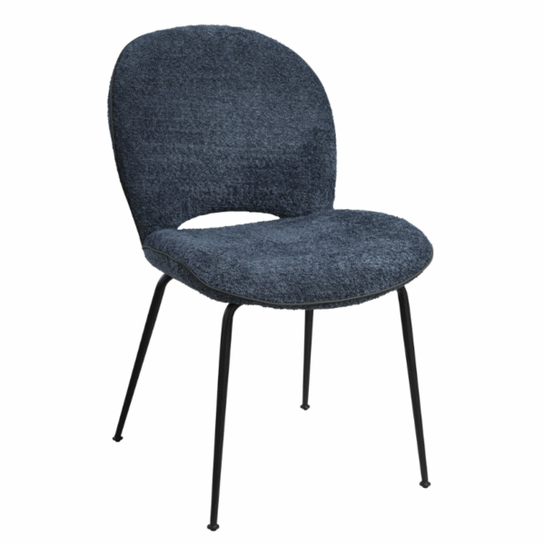 EASY - Chaise colorée en tissu bouclette et pied en métal laqué noir