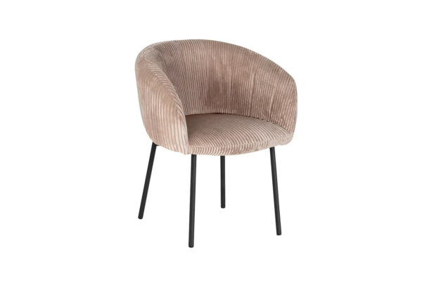 SEVILLA - Chaise en velours côtelé avec 4 pieds métalliques laqués noir