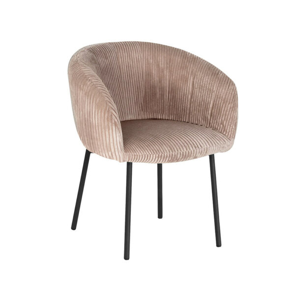SEVILLA - Chaise en velours côtelé avec 4 pieds métalliques laqués noir