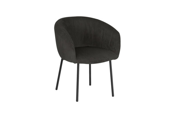 SEVILLA - Chaise en velours côtelé avec 4 pieds métalliques laqués noir