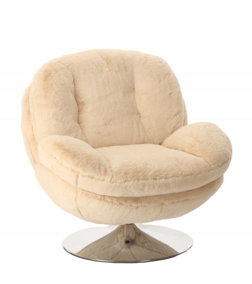 Fauteuil pivotant MYRTILLE en fausse fourrure