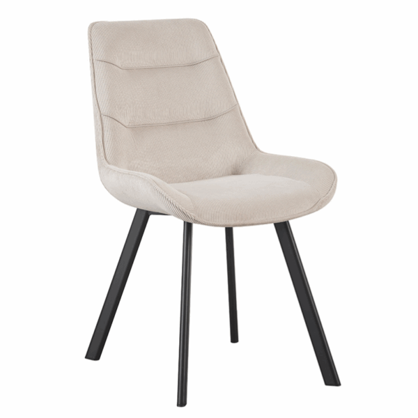 Chaise AMELIE en velours côtelé beige - Bois & Déco