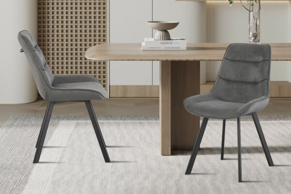Chaise AMELIE en velours côtelé beige - Bois & Déco