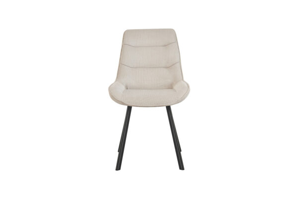 Chaise AMELIE en velours côtelé beige - Bois & Déco