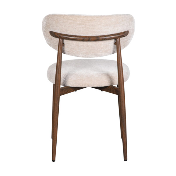Chaise en avec assise et dossier en tissu. Pieds imitation bois.