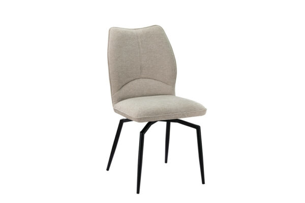 Chaise en tissu pivotante, moderne avec pieds en metal laqué noir