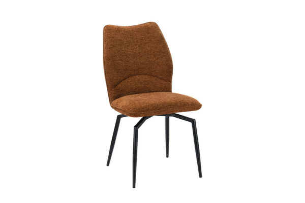 Chaise en tissu pivotante, moderne avec pieds en metal laqué noir