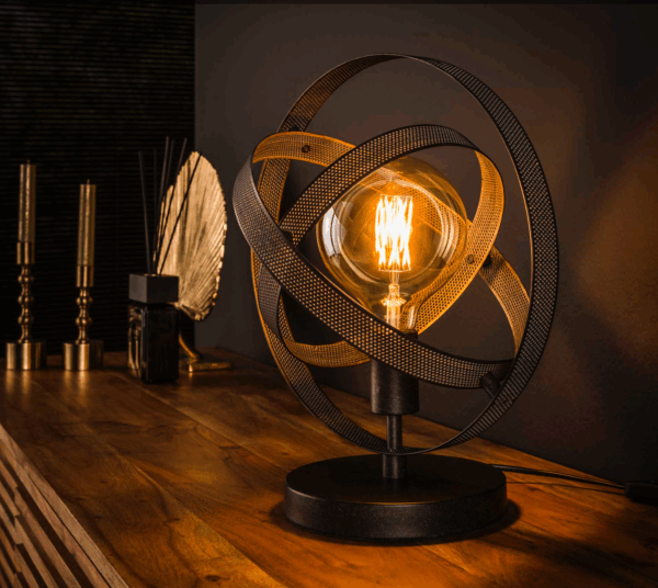 Lampe COSMOS au design industriel en metal noir avec ampoule apparente