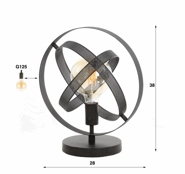 Lampe COSMOS au design industriel en metal noir avec ampoule apparente