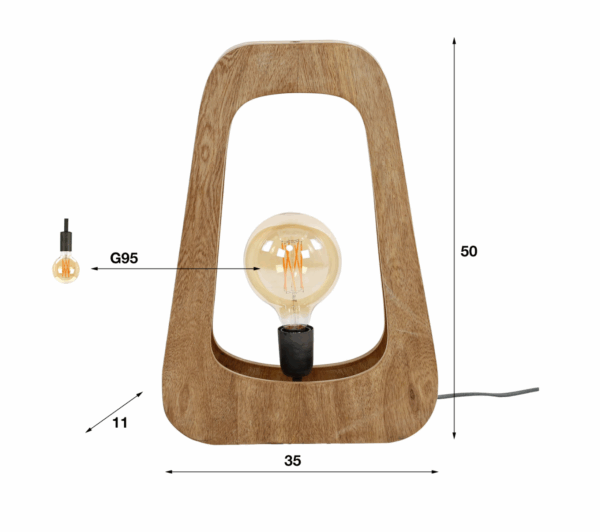 Lampe à poser en manguier avec ampoule a filament rétro