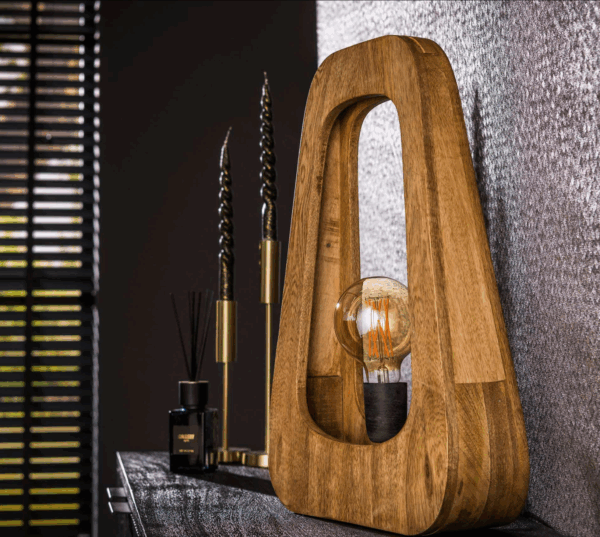 Lampe à poser en manguier avec ampoule a filament rétro