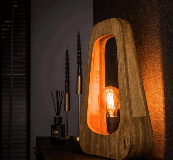 Lampe à poser en manguier avec ampoule a filament rétro