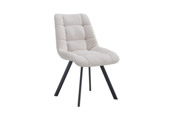 Chaise LIZZY en tissu capitonnée et pieds en métal noir. Déclinée dans 6 coloris