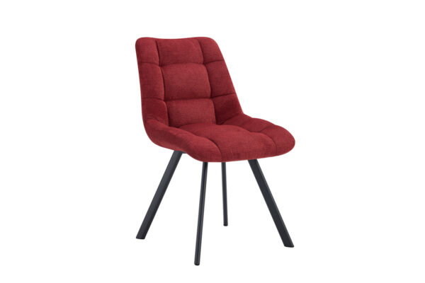 Chaise LIZZY en tissu capitonnée et pieds en métal noir. Déclinée dans 6 coloris