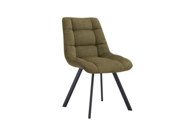 Chaise LIZZY en tissu capitonnée et pieds en métal noir. Déclinée dans 6 coloris