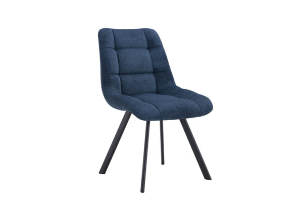 Chaise LIZZY en tissu capitonnée et pieds en métal noir. Déclinée dans 6 coloris