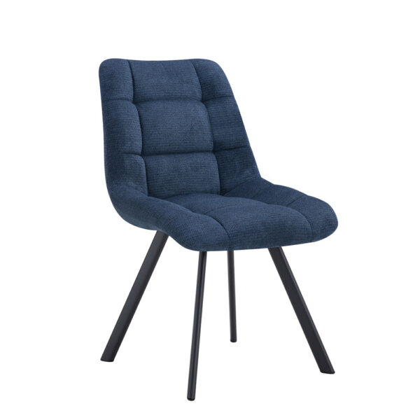 Chaise LIZZY en tissu capitonnée et pieds en métal noir. Déclinée dans 6 coloris