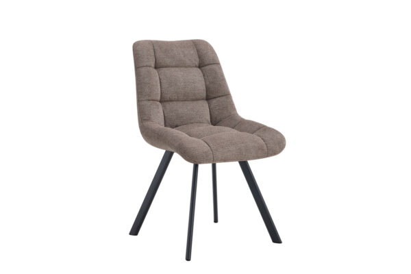 Chaise LIZZY en tissu capitonnée et pieds en métal noir. Déclinée dans 6 coloris