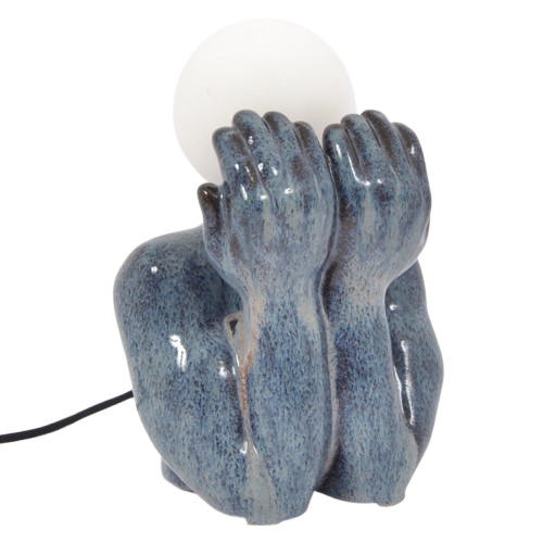 Lampe personnage bleu avec tête ampoule