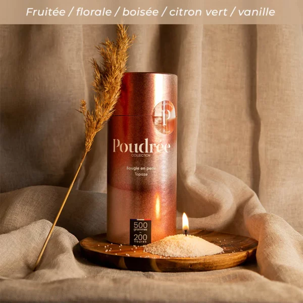Bougie Poudrée Paris en perles de cire 500 g – idée cadeau déco originale