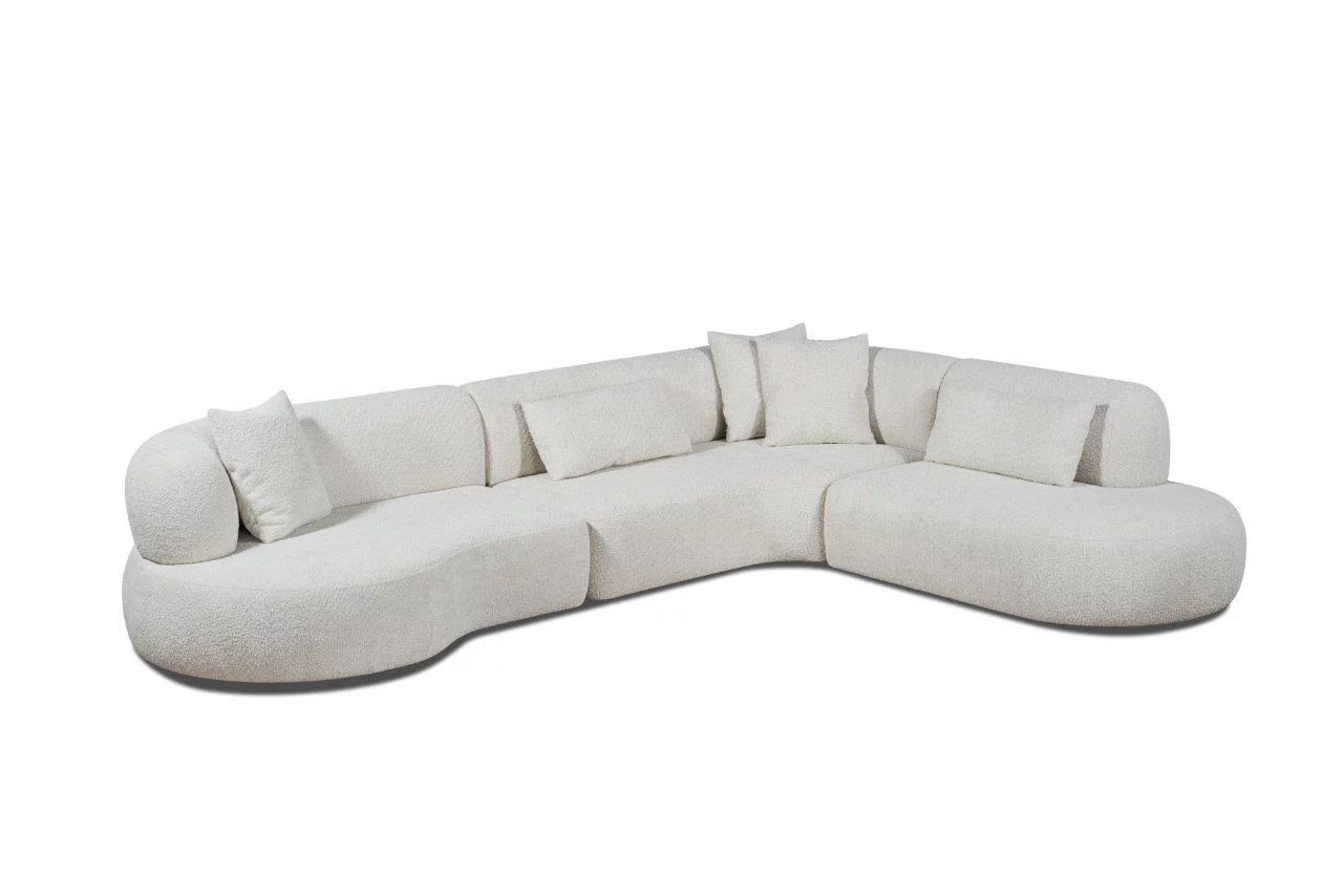 Canapé ANOUK avec terminal arrondi entièrement modulable. Disponibles dans d'autres tissus mais aussi dans d'autres dimensions.