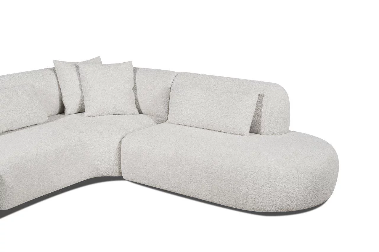 Canapé ANOUK avec terminal arrondi entièrement modulable. Disponibles dans d'autres tissus mais aussi dans d'autres dimensions.