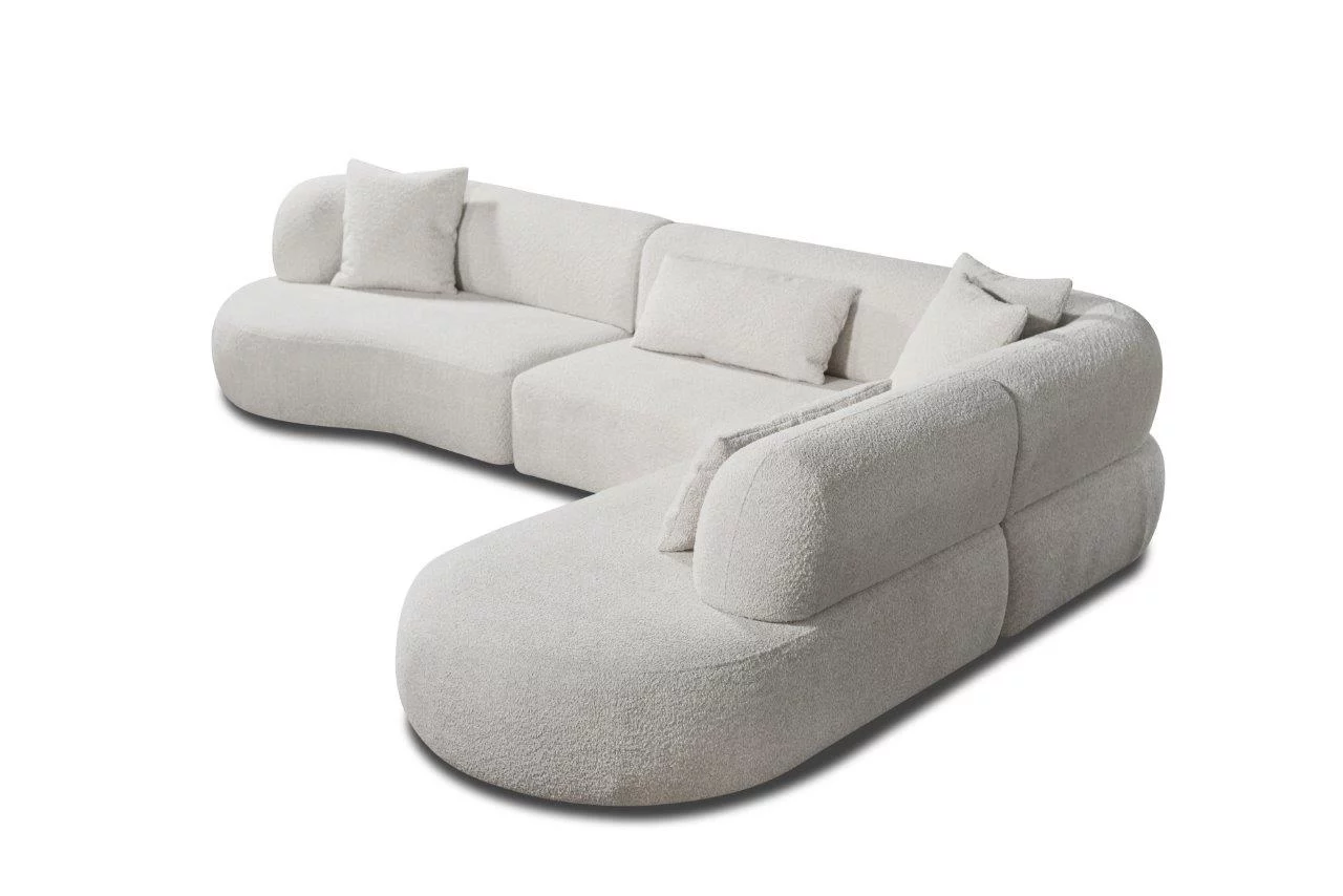 Canapé ANOUK avec terminal arrondi entièrement modulable. Disponibles dans d'autres tissus mais aussi dans d'autres dimensions.