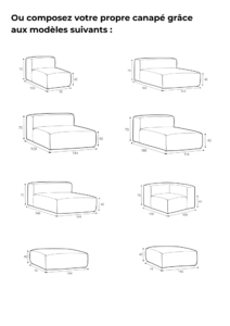 Compositions et modules disponibles pour le canapé EDDA de chez SITS. 