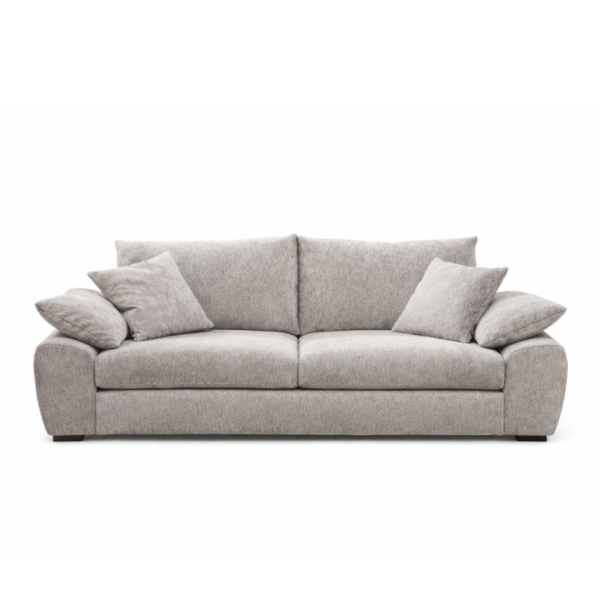 Canapé AMINA fabriqué en Europe qui dispose d'un large choix de personnalisation : tissus, dimensions, méridienne, etc...