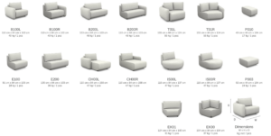 Compositions / Modules disponibles pour le canapé OSLO.