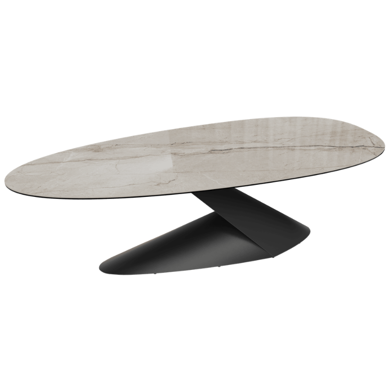 PROXIMA, une tablee en céramique au design organique fabriquée par AKANTE. Plusieurs céramiques au choix.