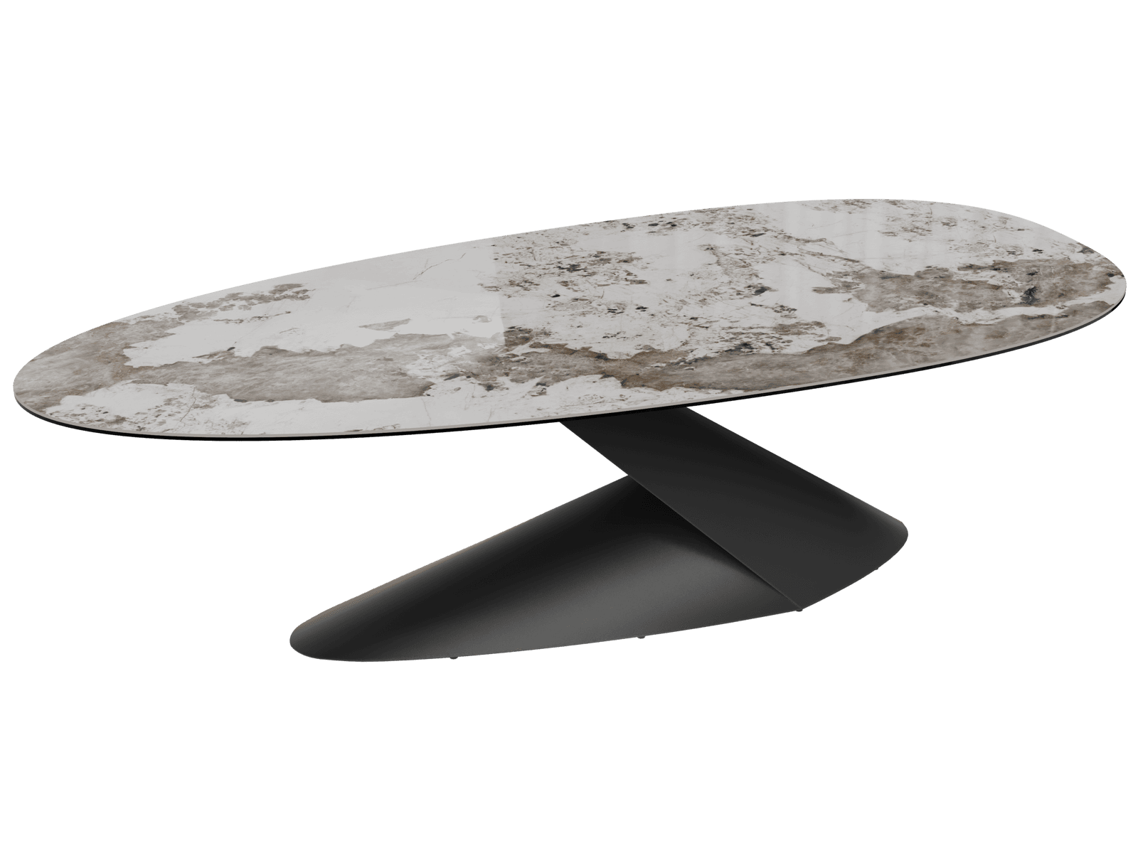 PROXIMA, une tablee en céramique au design organique fabriquée par AKANTE. Plusieurs céramiques au choix.