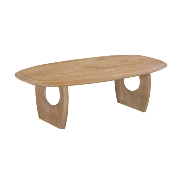 BRAGA, table basse en manguier massif avec pied au design structural.