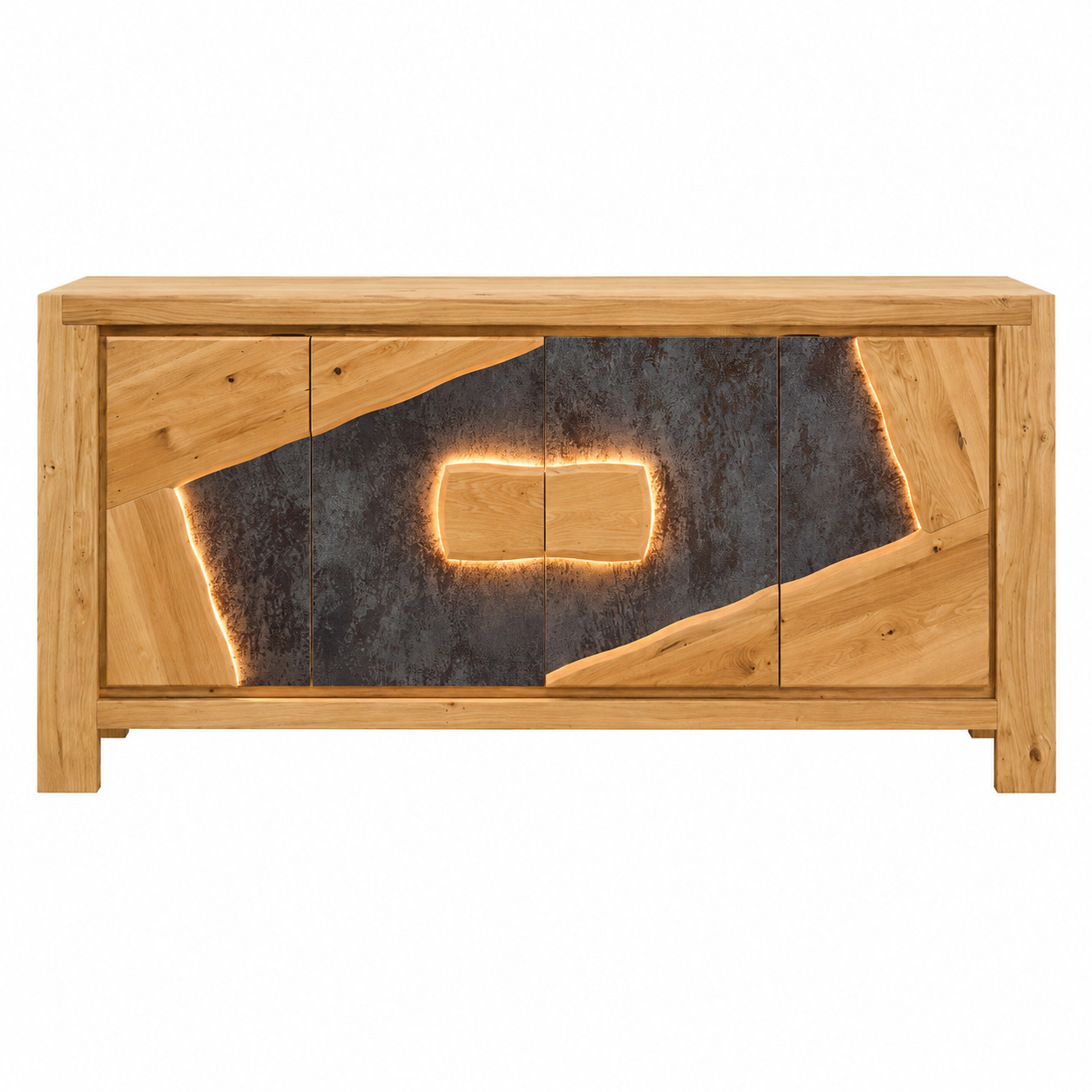 Enfilade EXTREM en chêne massif et céramique. Led incrustée. Fabriqué par COUTURE