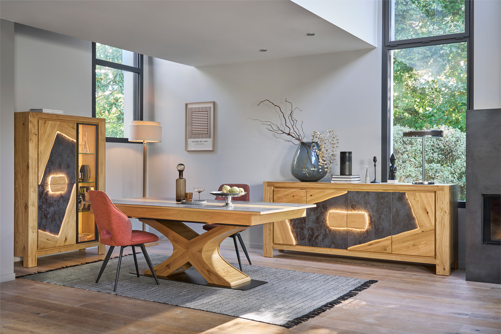 Enfilade EXTREM en chêne massif et céramique. Led incrustée. Fabriqué par COUTURE