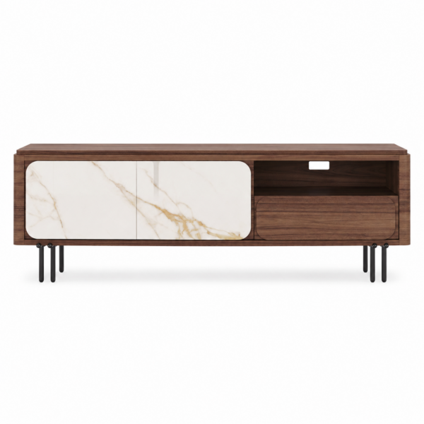 Meuble TV FIORE en noyer avec porte en céramique. Plusieurs dimensions disponibles