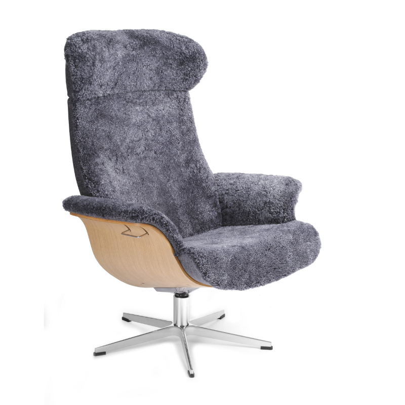 Fauteuil relax TIMEOUT haut de gamme en tissu et chêne. Très confortable.
