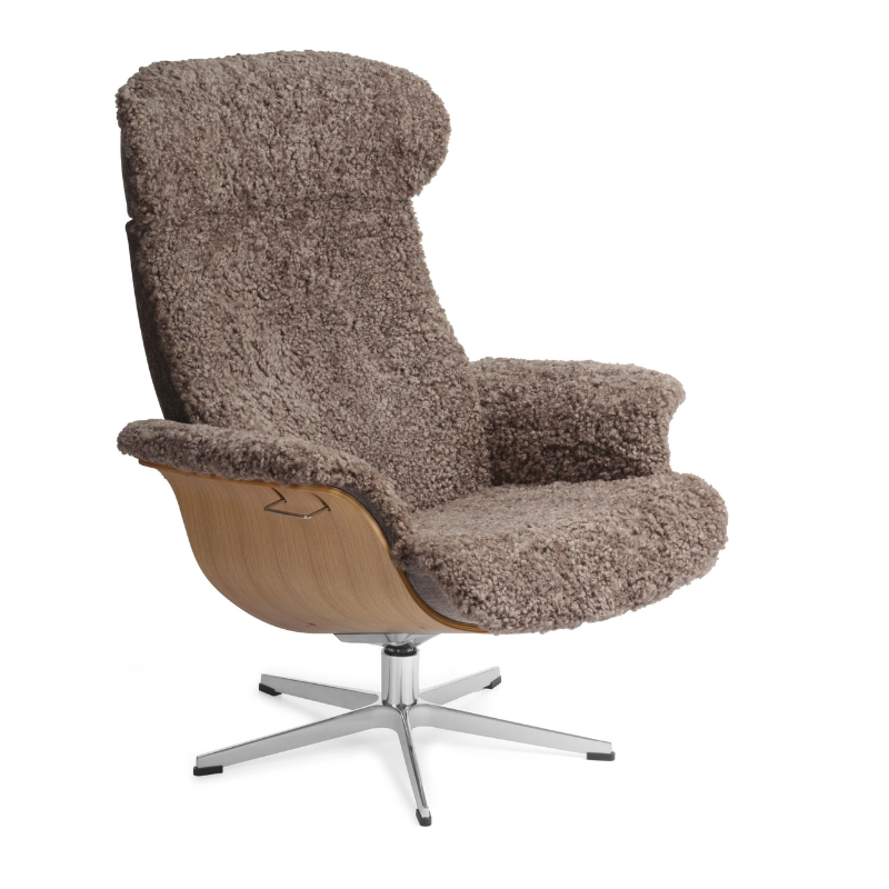 Fauteuil relax TIMEOUT haut de gamme en tissu et chêne. Très confortable.