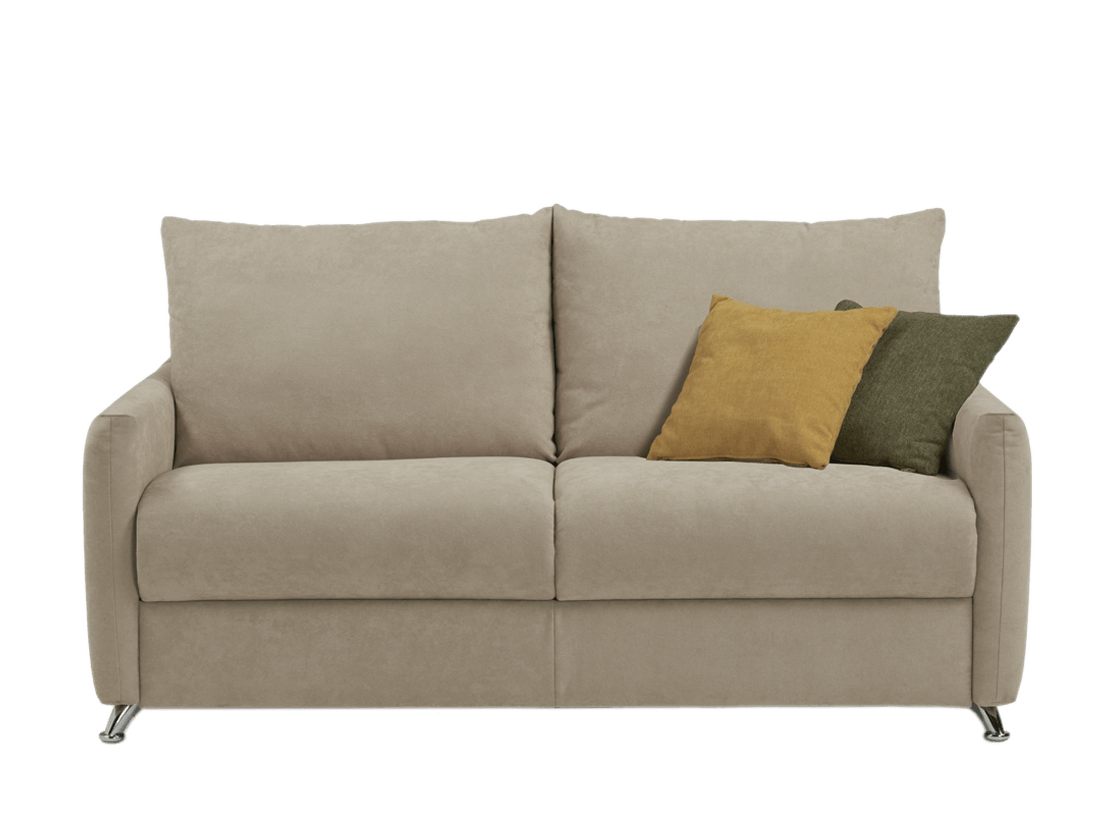 Canapé convertible JERRY avec un matelas de 140 x 200 x 17 cm. Disponible très rapidement, et dans plusieurs tissus.
